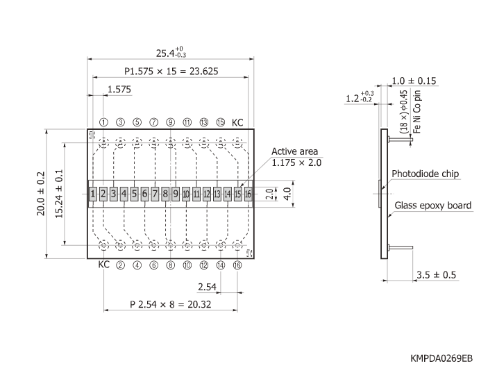 16象元硅光電二極管陣列 S11212-021(圖1)