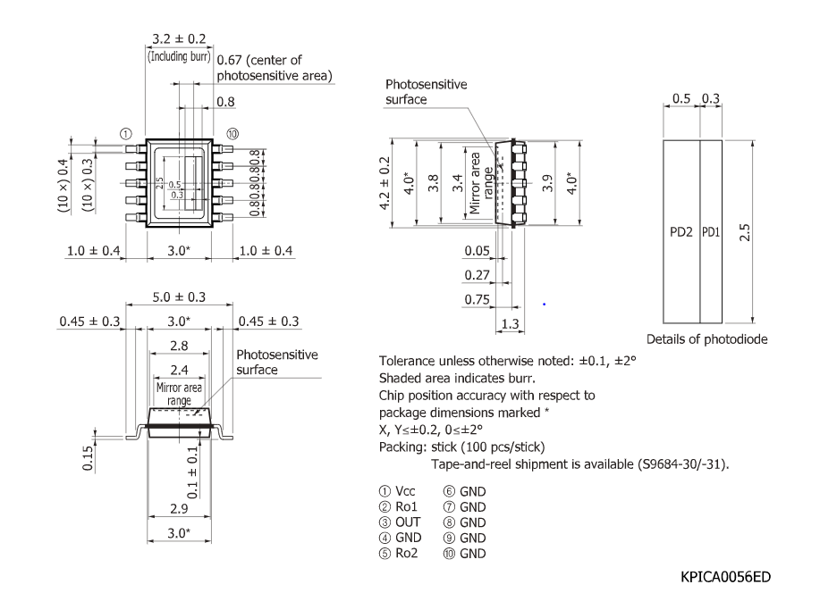 濱松 激光同步檢測(cè)用光IC S9684-01(圖1)